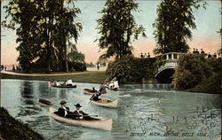 Boating by Belle Isle Bridge Detroit, MI Postcard Postcard