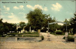 Maplewood Cemetery Durham, NC Postcard Postcard