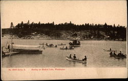 Boating on Medical Lake Washington Postcard Postcard