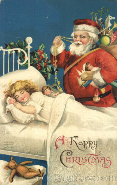 A Happy Christmas - Santa w/Little Girl Ellen Clapsaddle