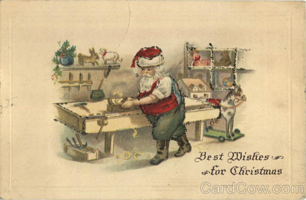Best Wishes for Christmas - Santa in Workshop Santa Claus