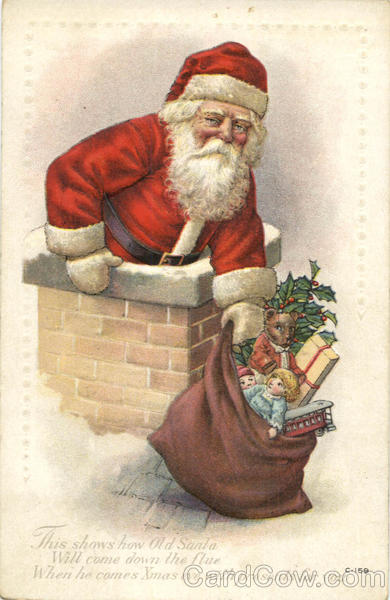 Santa Down the Chimney Santa Claus
