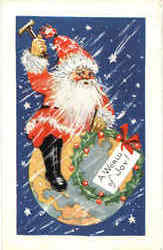 A World of Joy - Santa on Earth Santa Claus Postcard Postcard