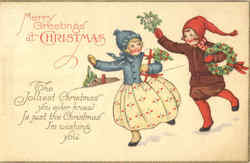 Merry Greetings at Christmas Postcard
