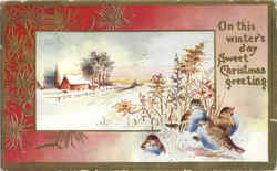 On this winter's day Sweet Christmas greeting Postcard