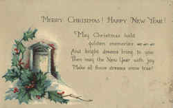 Merry Christmas Happy New Year Postcard
