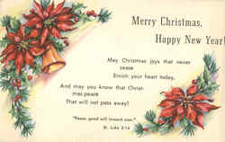 A Merry Christmas, Happy New Year Postcard Postcard