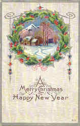 A Merry Christmas Happy New Year Postcard