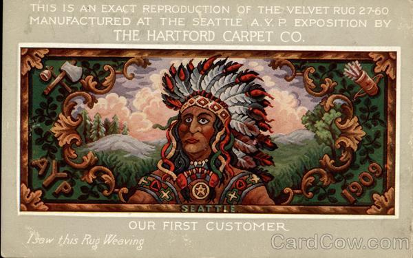 Rug woven for the Seattle AYP Exposition 1909 Alaska Yukon-Pacific Exposition
