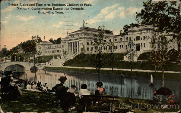 Bridge, Lake and Fine Arts Building, Chilhowee Park Knoxville Tennessee