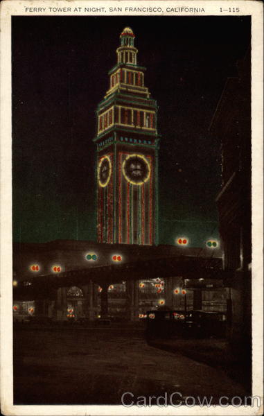 Ferry Tower at night San Francisco California