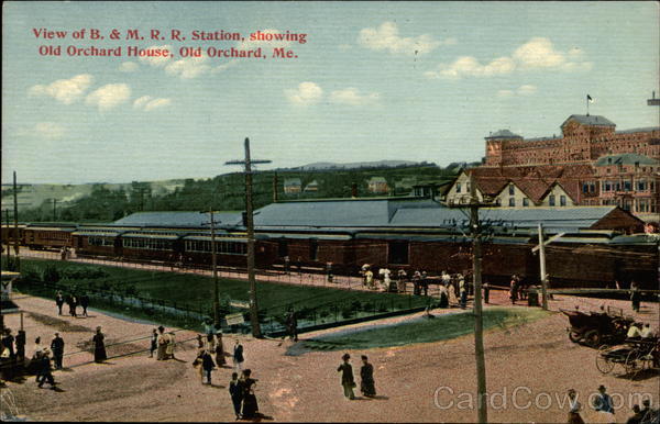 View of B. & M. R. R. Station, showing Old Orchard House Old Orchard Beach Maine