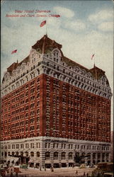New Hotel Sherman, Randolph and Clark Streets Postcard
