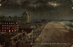 Board Walk and Beach by Night Postcard