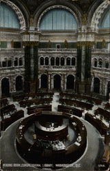 Reading Room, Congressional Library Postcard