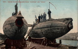 United States submarine boats Porpoise and Shark Postcard