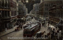 Spring St. looking South from Franklin St. at night Postcard
