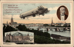 Grus von der Internationalen Luftschiffahrt-Ausstellung Frankfurt, Germany Airships Postcard Postcard