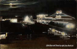 Bath House and Strand by Night Long Beach, CA Postcard Postcard
