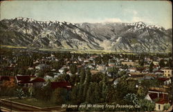 Mt. Lowe and Mt. Wilson from Pasadena California Postcard Postcard