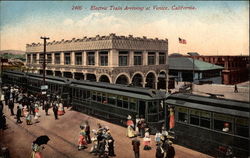 Electric Train Arriving at Venice California Postcard Postcard