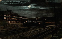 Pennsylvania Rail Road Station, Western Flier at Station Postcard