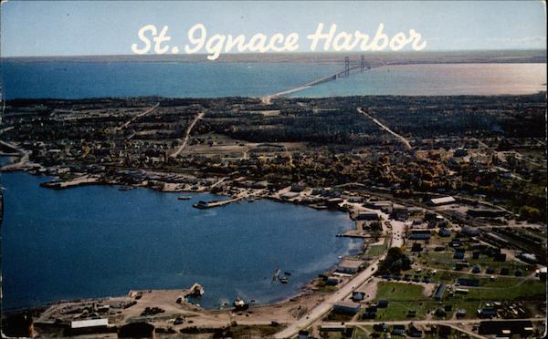 The Harbor and Mackinac Bridge Saint Ignace Michigan