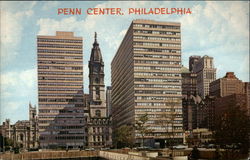 Penn Center and City Hall Postcard