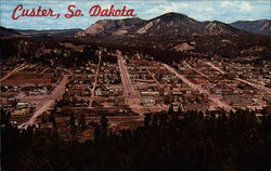 Aerial View of Black Hills town Custer, SD Postcard Postcard