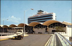 Looking up the passenger ramp to the entrance of Atlanta's jet-age airport Postcard
