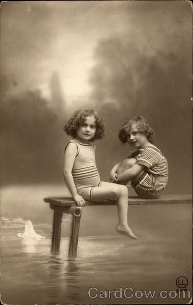 Two girls on dock