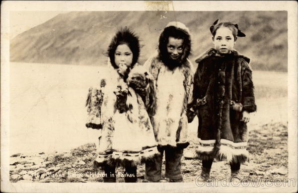 Alaska native children in parkas Native Americana