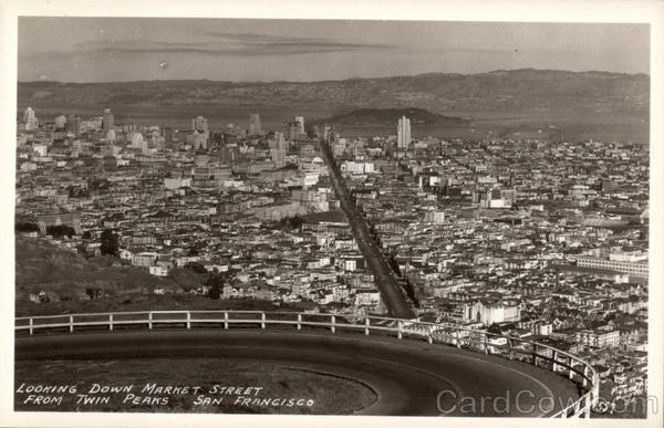 Looking down Market Street from Twin Peaks San Francisco California