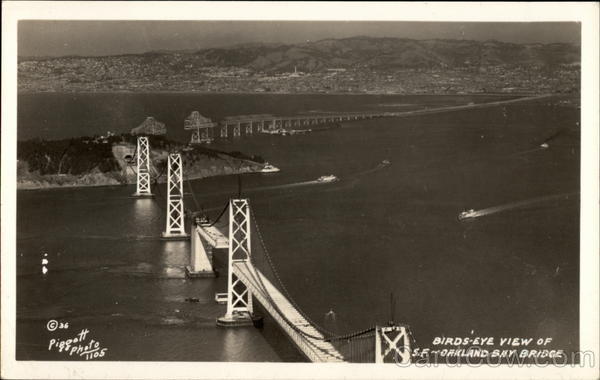 Birds-Eye View of S.F. - Oakland Bay Bridge San Francisco California