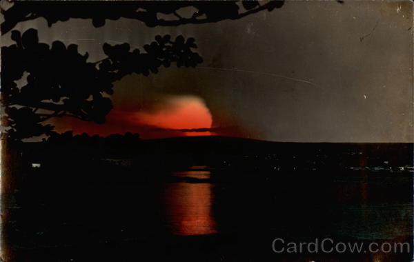 Lava Glow - Volcano, Tinted Real Photo Hawaii