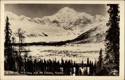 Mt. McKinley and Mt. Foraka Trapper Creek, AK Postcard Postcard