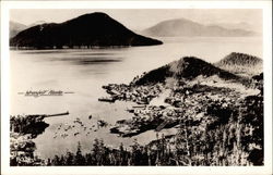 View of Town and Harbor Wrangell, AK Postcard Postcard