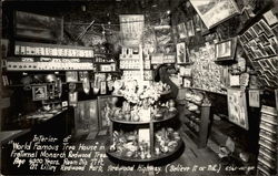 Interior of "World Famous Tree House", Lilley Redwood Park Postcard