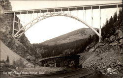 New Eagle River Bridge over train tracks Postcard