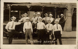 Men touring Denver Postcard