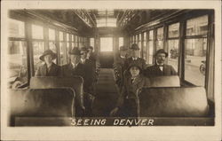 "Seeing Denver" People in touring bus Colorado Postcard Postcard