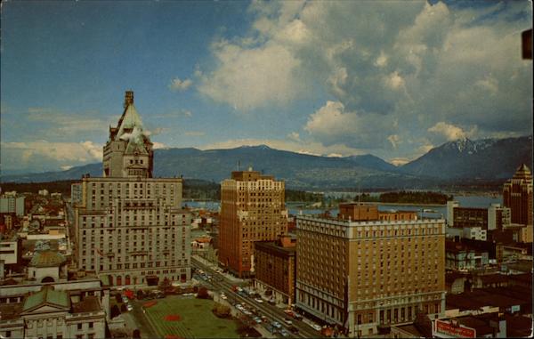 View of business section Vancouver BC Canada British Columbia