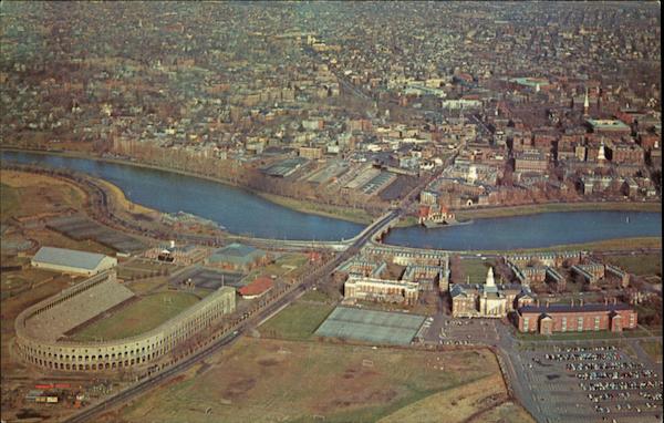 Aerial View of Harvard College Cambridge Massachusetts