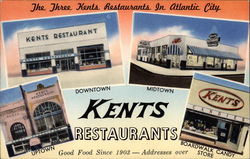 The Three Kents Restaurants in Atlantic City Postcard