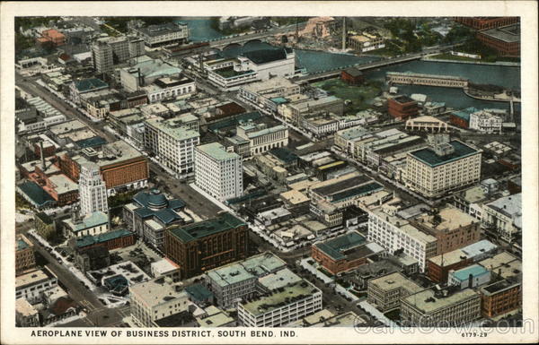 Aeroplane View of Business District South Bend Indiana