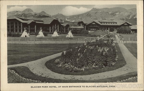 Glacier Park Hotel at main entrance Glacier National Park Montana