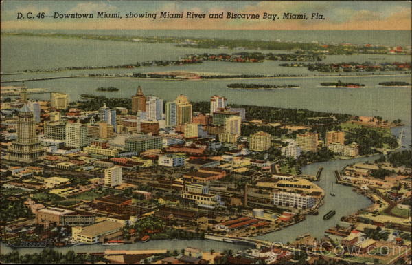 Downtown showing Miami River and Biscayne Bay Florida
