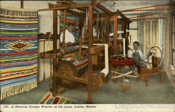 A Mexican Zarape Weaver at His Loom Juarez Mexico