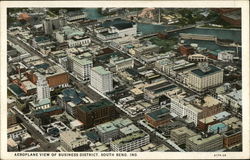 Aeroplane View of Business District South Bend, IN Postcard Postcard