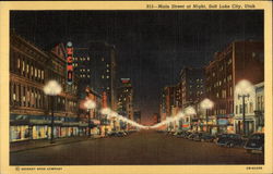 Main Street at Night Postcard